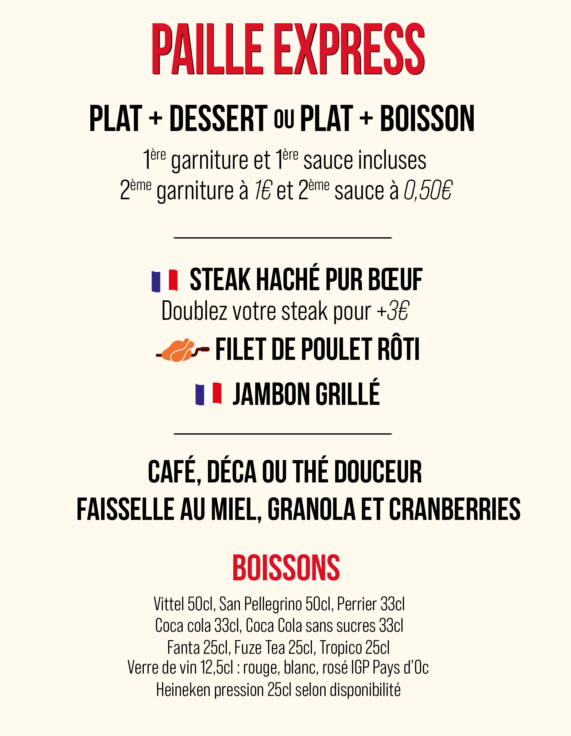 Carte au menu des restaurants Courtepaille viandes et grillades